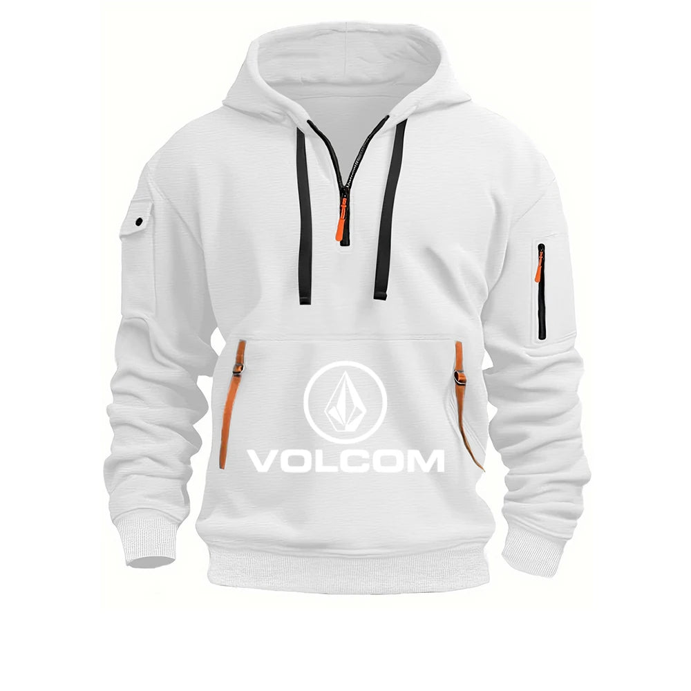 VOLCOM 2025 Spring Autumn Men's Half Zipper Hoodie Sweatshirt Casual Sports Pullover Harajuku Long-sleeved Loose Coat
