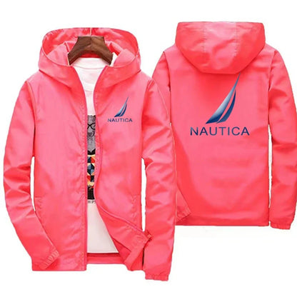 Spring and Autumn Men's Casual Long-sleeved Hooded Jackets, Hiking Raincoats, Outdoor Waterproof Fishing Windbreakers