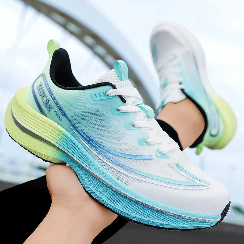 New Men's Carbon Plate Sneakers Outdoor Soft Sole Mesh Sports Shoes Running Shoes Light Anti-Slip Casual Couple Tennis Shoes