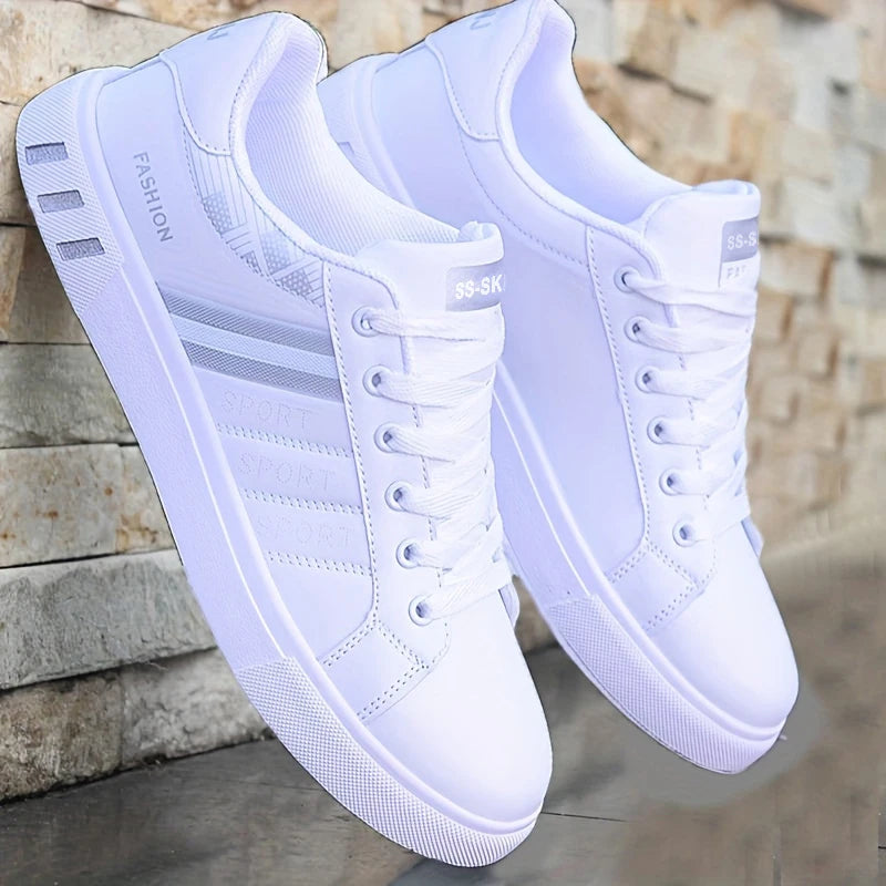 Men's Low-Top Skateboarding Sneakers - Breathable Synthetic Upper, Durable Pvc Sole, Round Toe Design, Suitable for Casual and Formal Wear Skateboard Shoes, Casual Shoes, Stylish Lace-Up Design, Equipped with Comfortable Fabric Insoles.