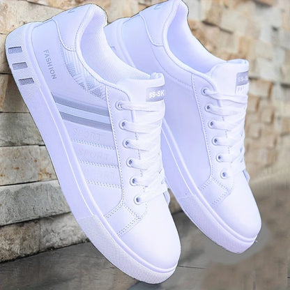 Men's Low-Top Skateboarding Sneakers - Breathable Synthetic Upper, Durable Pvc Sole, Round Toe Design, Suitable for Casual and Formal Wear Skateboard Shoes, Casual Shoes, Stylish Lace-Up Design, Equipped with Comfortable Fabric Insoles.
