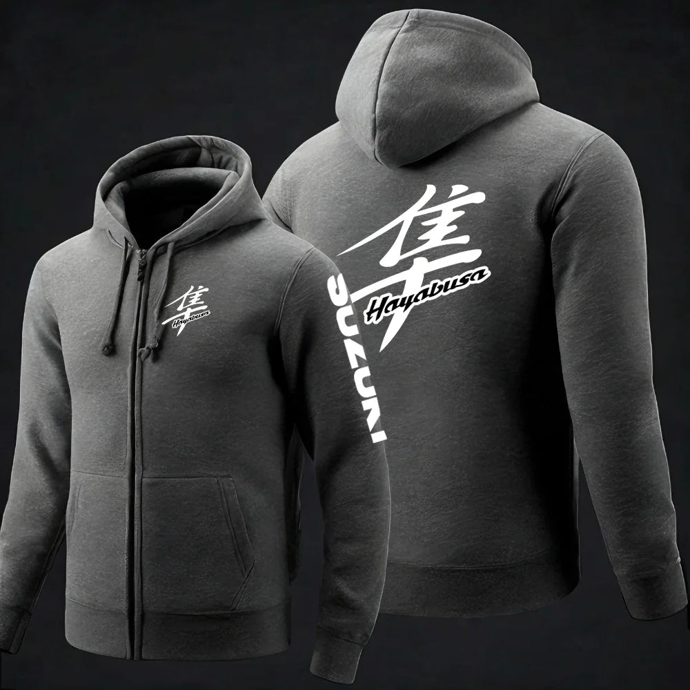 2025 Spring and Autumn Suzuki Hayabusa Logo Super Motorcycle Sweatshirt Jacket Work Commuter Men's Hoodie Zipper Hoodie