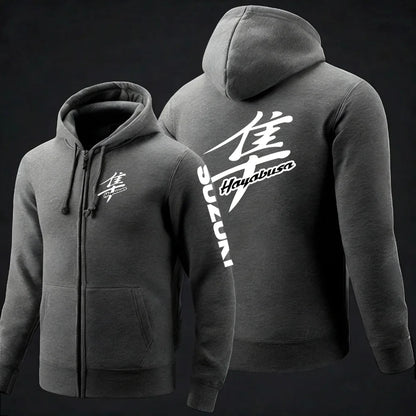 2025 Spring and Autumn Suzuki Hayabusa Logo Super Motorcycle Sweatshirt Jacket Work Commuter Men's Hoodie Zipper Hoodie