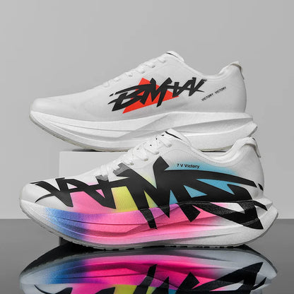 Running Shoes Men High Elastic Cushioned Breathable Mesh Anti Slip Marathon Racing Sneakers Woman Casual Sneakers Tennis Shoes