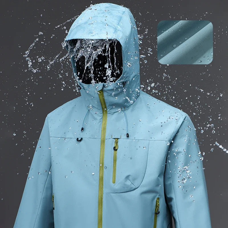Men's Sport Hooded Jacket Waterproof Windbreaker Outdoor Unisex Hiking Climbing Trekking Multiple Pocket Softshell Hooded Jacket