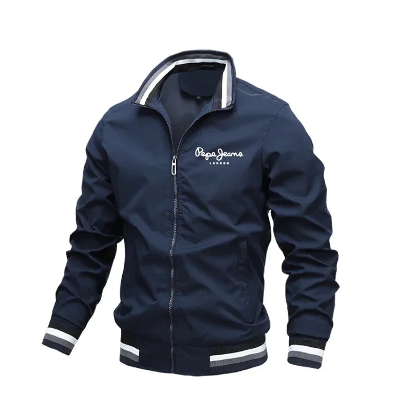 2026 Autumn and Winter Men's Stand Collar Casual Zipper Jacket Outdoor Sports Coat Windbreaker Jacket for Men Waterproof Bomber