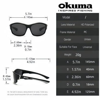 Okuma Fashionable Polarized Glasses, UV400 Anti Stray Light, Suitable for Outdoor Cycling, Driving, Fishing, Etc