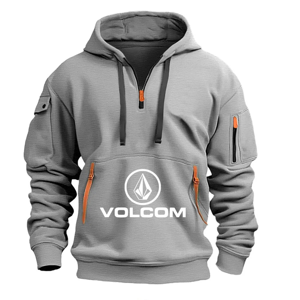 VOLCOM 2025 Spring Autumn Men's Half Zipper Hoodie Sweatshirt Casual Sports Pullover Harajuku Long-sleeved Loose Coat