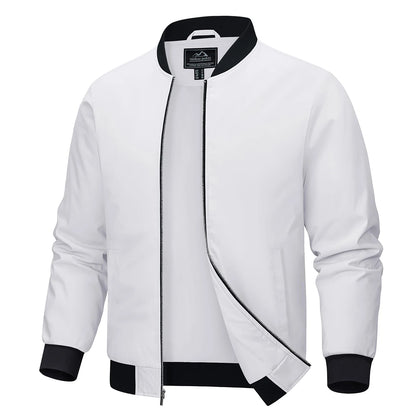 MAGCOMSEN Men‘s Aviator Jacket Casual Bomber Jackets Waterproof Full Zip Lightweight Coats Spring Autumn Windbreaker