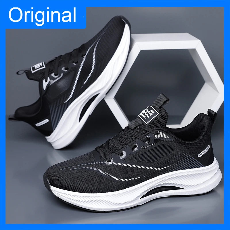 Men Sports Shoes Summer Classic Mesh Breathable Lightweight Comfortable Running Shoes Rebound Cushioning Soft Sole Fitness Shoes