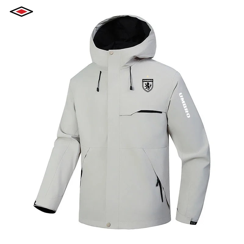 2026 UMBRO Men's Hooded Jacket Four-Season Business Outdoor Windproof And Water-Resistant Coat Hiking Apparel Motorcycle Jacket