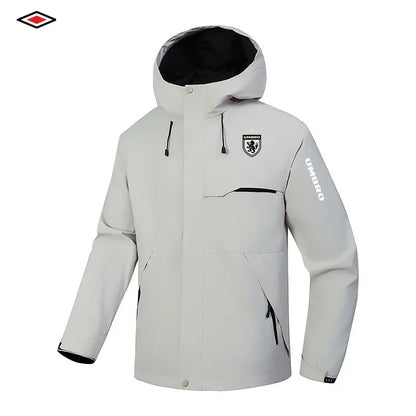 2026 UMBRO Men's Hooded Jacket Four-Season Business Outdoor Windproof And Water-Resistant Coat Hiking Apparel Motorcycle Jacket