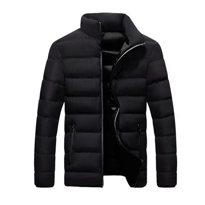 Men Parkas Autumn Winter Thickened Padded Coat Stand Collar Loose Zipper Pockets Jacket Men Overcoat Thick Warm Cotton Coat