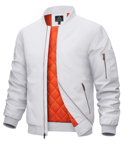 MAGCOMSEN Men's Aviator Jackets Thick Warm Orange Lining Bomber Jackets Fall Winter Casual Windproof Coats