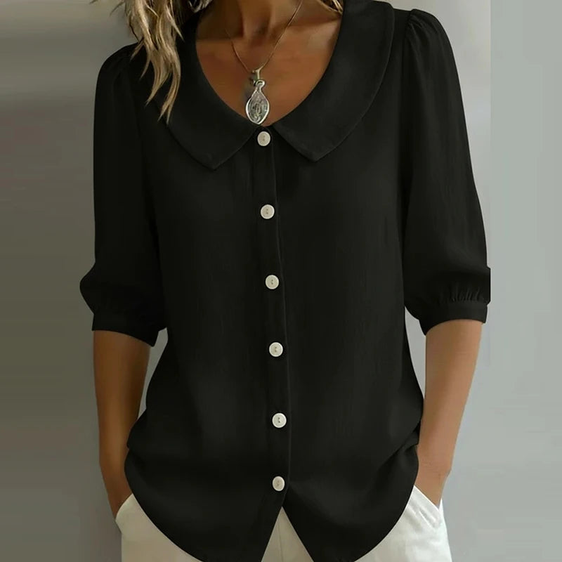 Summer Loose Shirt Women Button Tops Casual Cotton Linen Blouse Shirt Blusa Casual Short Sleeve Shirts For Women Thin Cardigan