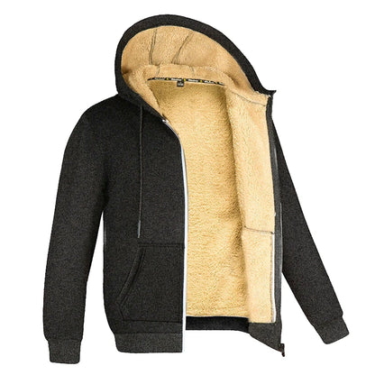Winter Warm Thicken Coats Lambswool Men Jackets Casual Sports Fleece Coat Hooded Black Navy Blue