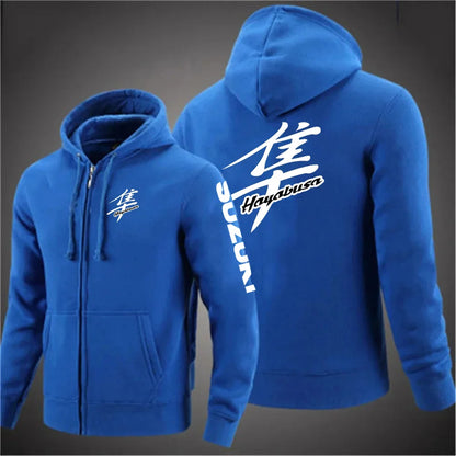 2025 Spring and Autumn Suzuki Hayabusa Logo Super Motorcycle Sweatshirt Jacket Work Commuter Men's Hoodie Zipper Hoodie
