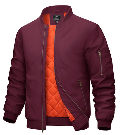 MAGCOMSEN Men's Aviator Jackets Thick Warm Orange Lining Bomber Jackets Fall Winter Casual Windproof Coats