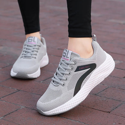 Women's Sports Shoes Comfortable Running Shoes Flying Knit Versatile Lace-Up Casual Shoes For Women Breathable And Fashionable