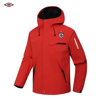 2026 UMBRO Men's Hooded Jacket Four-Season Business Outdoor Windproof And Water-Resistant Coat Hiking Apparel Motorcycle Jacket