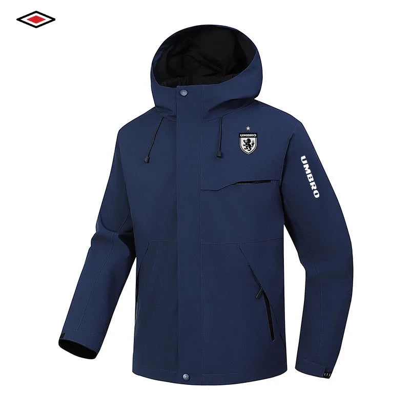 2026 UMBRO Men's Hooded Jacket Four-Season Business Outdoor Windproof And Water-Resistant Coat Hiking Apparel Motorcycle Jacket