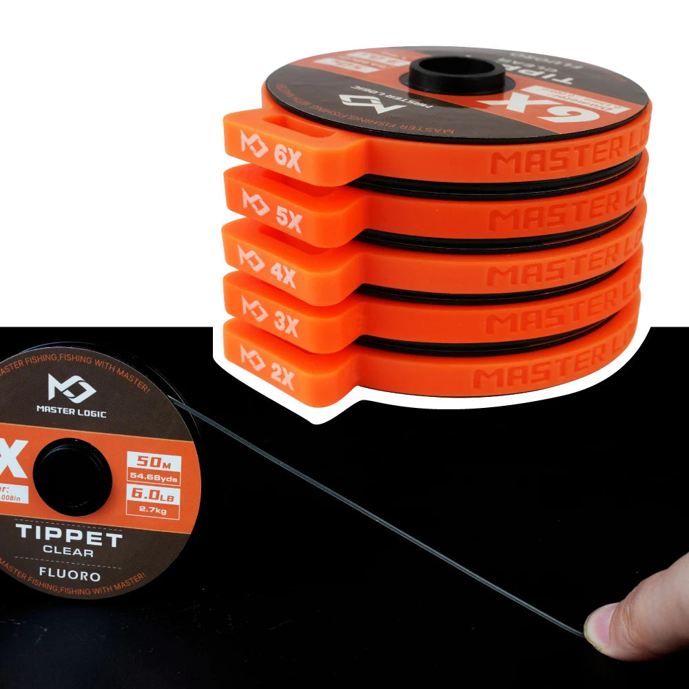 MASTER LOGIC 5Pcs (2X 3X 4X 5X 6X) Fluorocarbon Fly Fishing Tippet Line with Spool Tenders 32 Yards 55 Yards  Fly Tippet Line