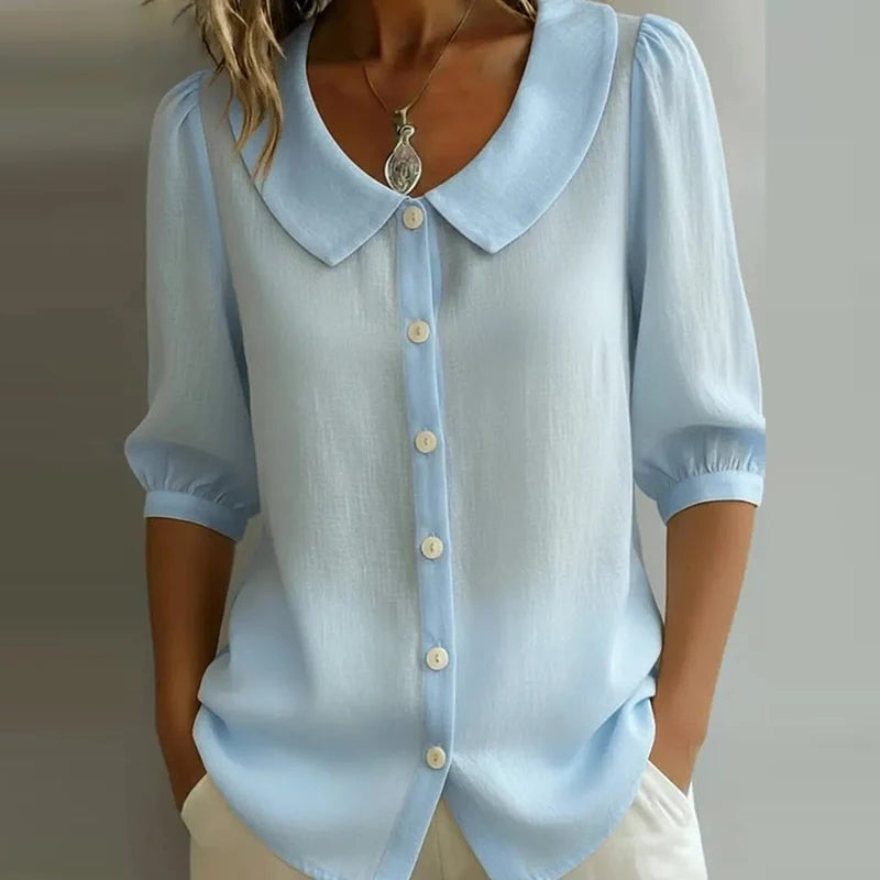 Summer Loose Shirt Women Button Tops Casual Cotton Linen Blouse Shirt Blusa Casual Short Sleeve Shirts For Women Thin Cardigan