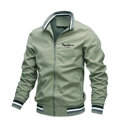 2026 Autumn and Winter Men's Stand Collar Casual Zipper Jacket Outdoor Sports Coat Windbreaker Jacket for Men Waterproof Bomber