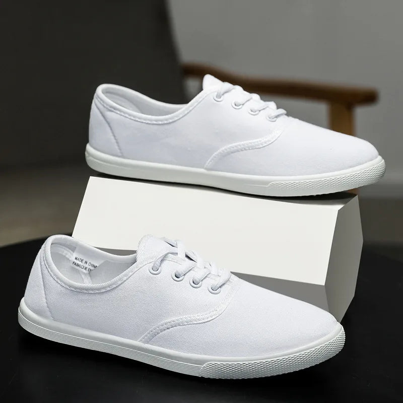 2026 Lace-Up Shoes Woman Large Size 42 Canvas Casual  Off White Shoes Breathable Wear Resistant Slip Platform Vulcanize Shoes