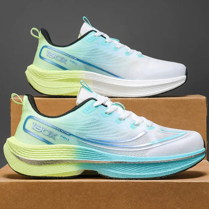 New Men's Carbon Plate Sneakers Outdoor Soft Sole Mesh Sports Shoes Running Shoes Light Anti-Slip Casual Couple Tennis Shoes