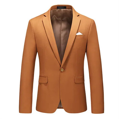 2026 New Men's Blue Suit Jacket, Single Button V-neck Dress Coat, Black Red Men Slim Blazer Spring Autumn Terno Masculino