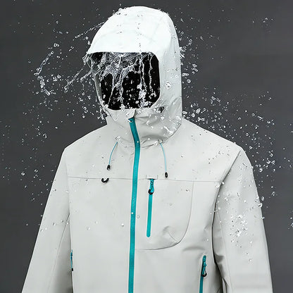 Men's Sport Hooded Jacket Waterproof Windbreaker Outdoor Unisex Hiking Climbing Trekking Multiple Pocket Softshell Hooded Jacket
