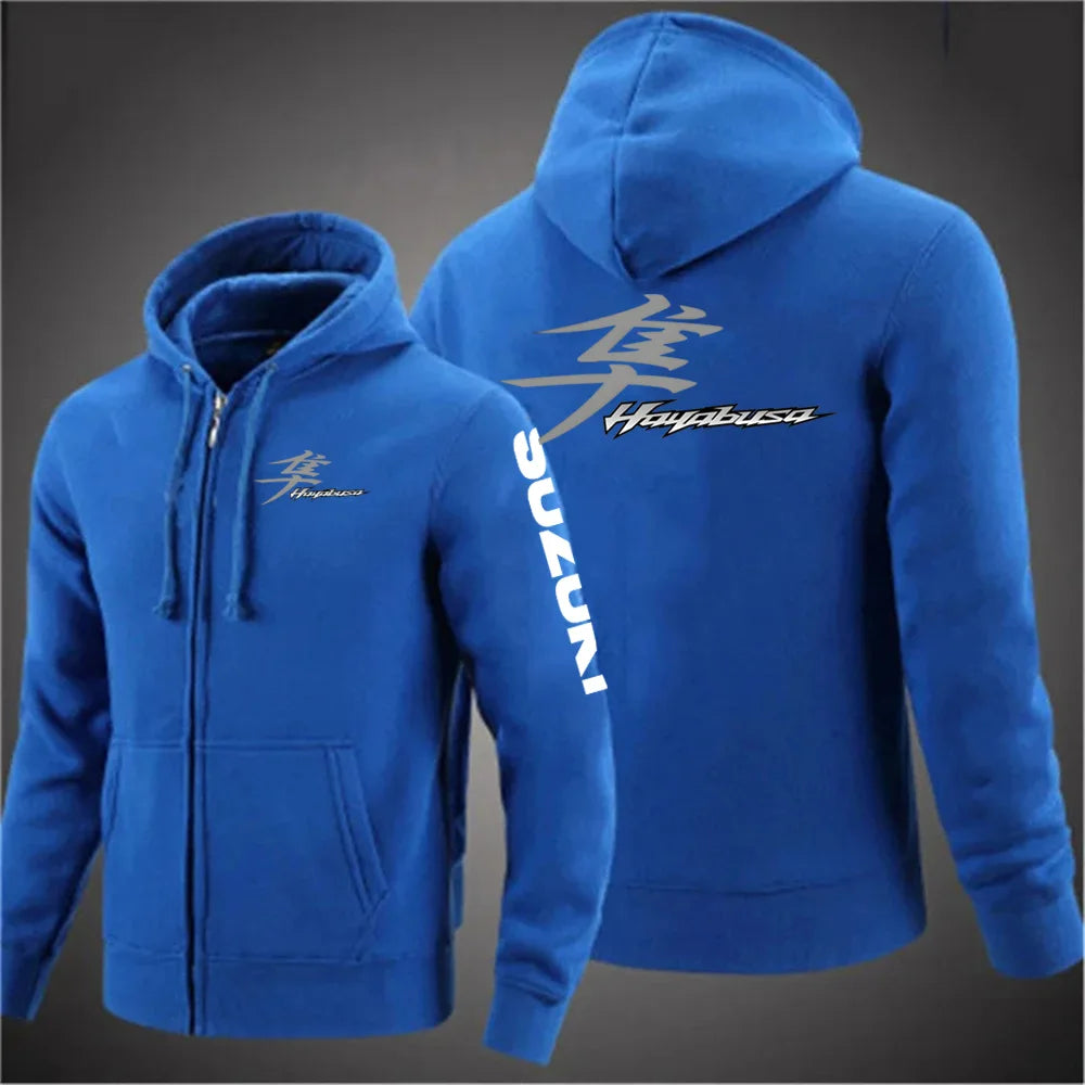 2025 Spring and Autumn Suzuki Hayabusa Logo Super Motorcycle Sweatshirt Jacket Work Commuter Men's Hoodie Zipper Hoodie