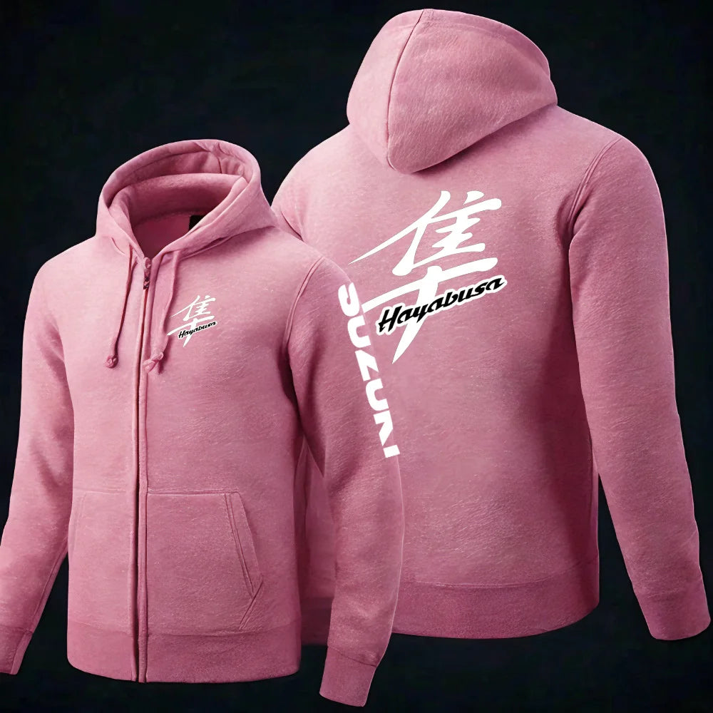 2025 Spring and Autumn Suzuki Hayabusa Logo Super Motorcycle Sweatshirt Jacket Work Commuter Men's Hoodie Zipper Hoodie