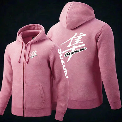 2025 Spring and Autumn Suzuki Hayabusa Logo Super Motorcycle Sweatshirt Jacket Work Commuter Men's Hoodie Zipper Hoodie