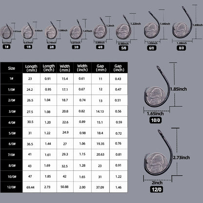 Fishing 5X Circle Hooks Saltwater 25~50Pcs High Carbon Steel Catfish Fishing Hook 5x Strong Wide Gap Non-offset Snapper Marlin