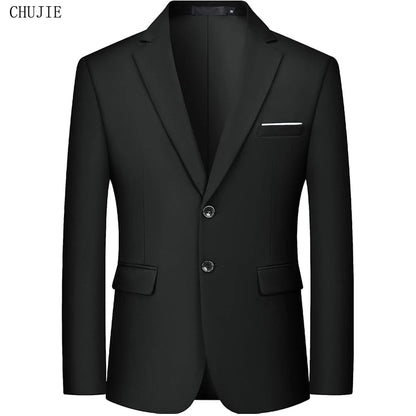 Men Formal Blazers Suit Jackets Stretch Fabric Office Ready Wedding Slim Fit Thin 2025 Men's Casual Sports High Quality