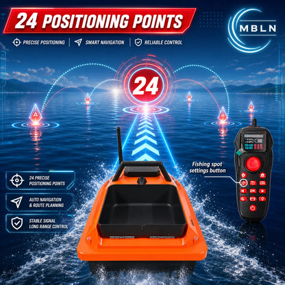 MBLN GPS RC Bait Boat, 500M Remote Fishing Bait Boat with 1.5KG Hopper, Auto Return, Electronic Anchor, Cruise Control