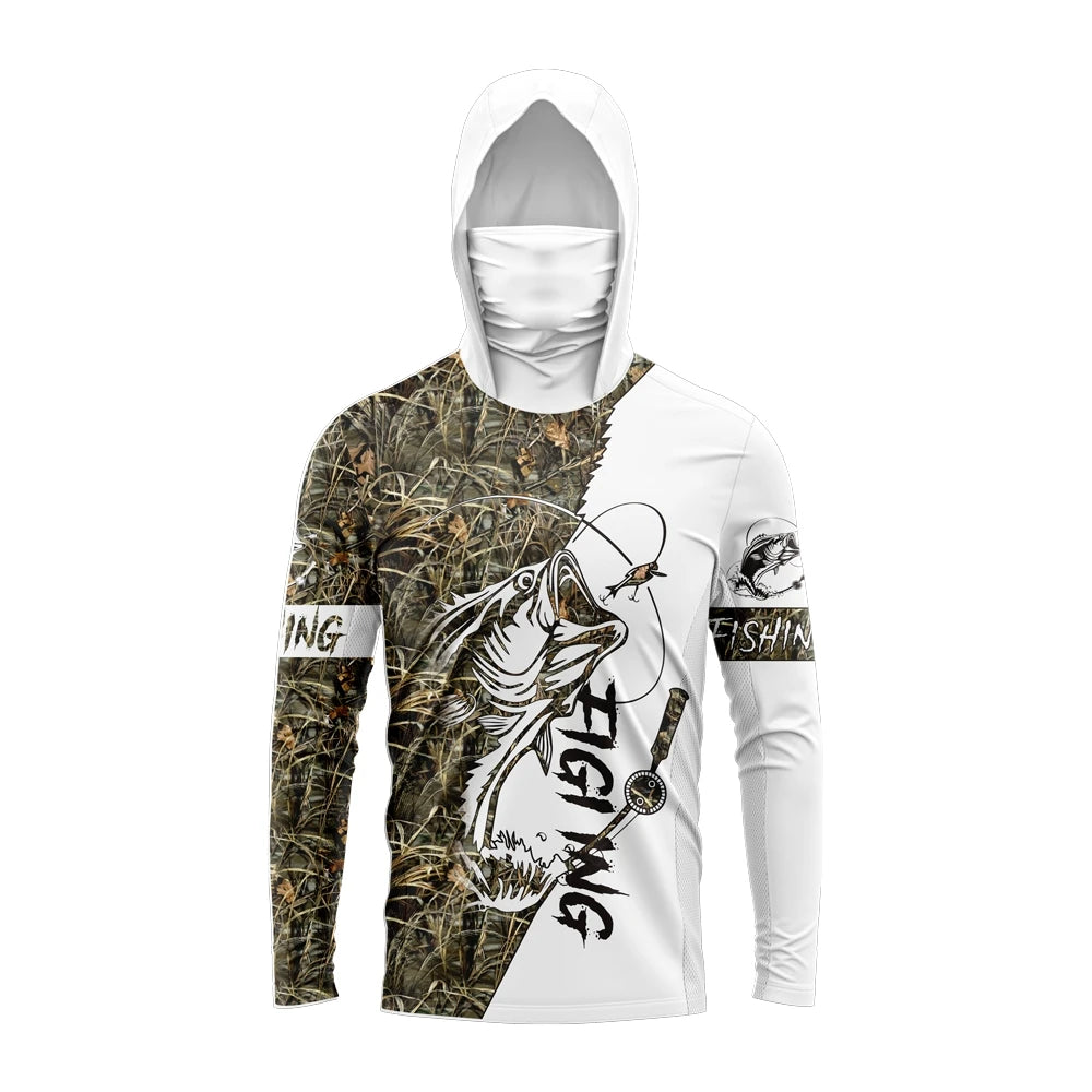 MALFC Men Hood Fishing Shirt long sleeve fishing t shirt uv protection Fishing Apparel