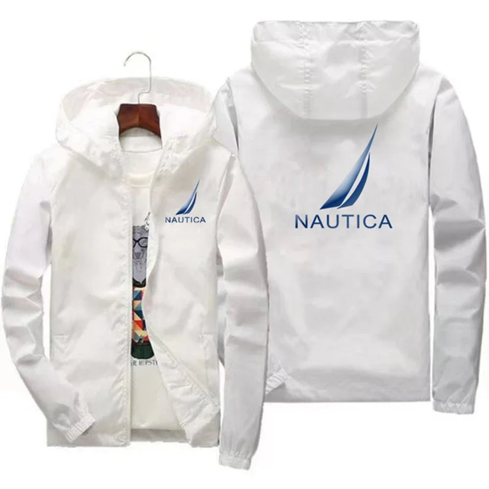 Spring and Autumn Men's Casual Long-sleeved Hooded Jackets, Hiking Raincoats, Outdoor Waterproof Fishing Windbreakers