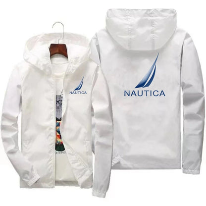 Spring and Autumn Men's Casual Long-sleeved Hooded Jackets, Hiking Raincoats, Outdoor Waterproof Fishing Windbreakers
