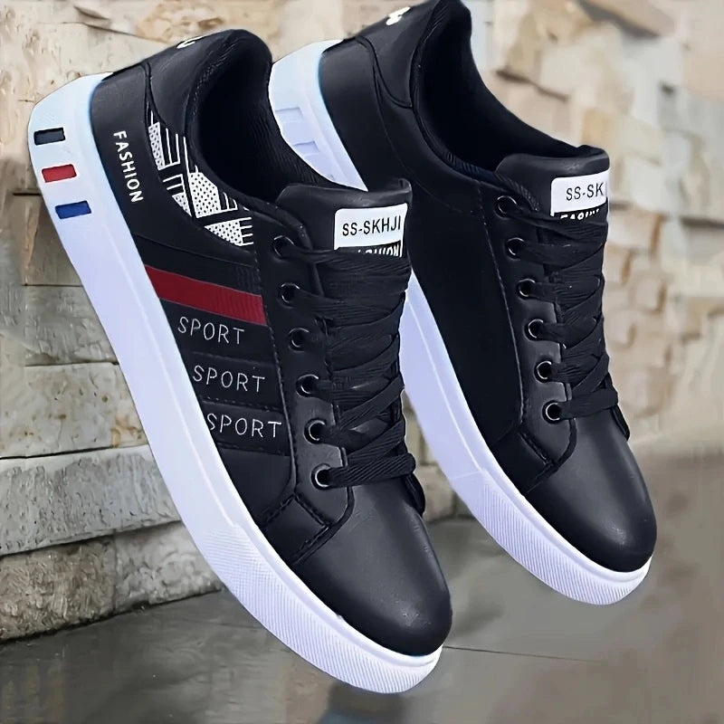 Men's Low-Top Skateboarding Sneakers - Breathable Synthetic Upper, Durable Pvc Sole, Round Toe Design, Suitable for Casual and Formal Wear Skateboard Shoes, Casual Shoes, Stylish Lace-Up Design, Equipped with Comfortable Fabric Insoles.