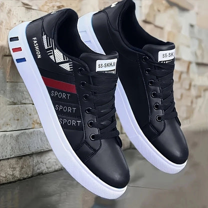 Men's Low-Top Skateboarding Sneakers - Breathable Synthetic Upper, Durable Pvc Sole, Round Toe Design, Suitable for Casual and Formal Wear Skateboard Shoes, Casual Shoes, Stylish Lace-Up Design, Equipped with Comfortable Fabric Insoles.