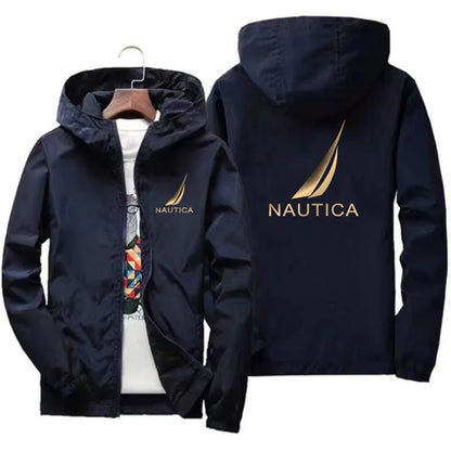 Spring and Autumn Men's Casual Long-sleeved Hooded Jackets, Hiking Raincoats, Outdoor Waterproof Fishing Windbreakers