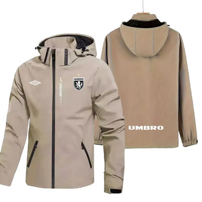 UMBRO LOGO Sporty Windbreaker Men's Spring-Autumn Windproof And Water-Resistant Hooded Jacket For Running, Outdoor Training Coat
