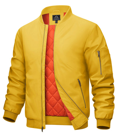 MAGCOMSEN Men's Aviator Jackets Thick Warm Orange Lining Bomber Jackets Fall Winter Casual Windproof Coats
