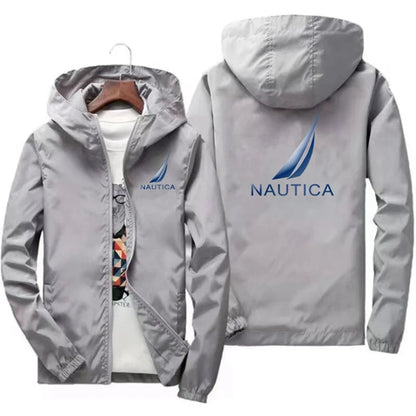 Spring and Autumn Men's Casual Long-sleeved Hooded Jackets, Hiking Raincoats, Outdoor Waterproof Fishing Windbreakers