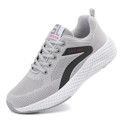 Women's Sports Shoes Comfortable Running Shoes Flying Knit Versatile Lace-Up Casual Shoes For Women Breathable And Fashionable