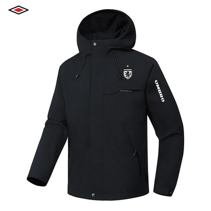 2026 UMBRO Men's Hooded Jacket Four-Season Business Outdoor Windproof And Water-Resistant Coat Hiking Apparel Motorcycle Jacket