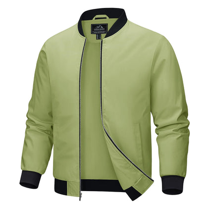 MAGCOMSEN Men‘s Aviator Jacket Casual Bomber Jackets Waterproof Full Zip Lightweight Coats Spring Autumn Windbreaker